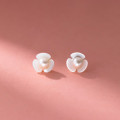 A44744 s925 sterling silver trendy sweet dainty pearl shell stud earrings
