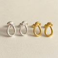A41395 sterling silver twist stud earrings simple elegant earrings