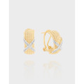 A39396 design double twist cubic zirconia sterling silver s925 stud earrings