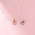 A34539 s925 sterling silver simple trendy number circle rhinestone heart necklace