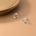 A31794 s925 sterling silver simple chic cute weave circle earrings