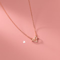 A34504 s925 sterling silver hollowed heart ball sparkling necklace