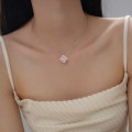 A39757 s925 sterling silver pink rhinestone trendy sweet necklace