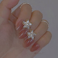 A44883 s925 sterling silver sweet rhinestone hollowed flower stud earrings