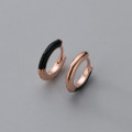 A38257 s925 sterling silver circle black trendy earrings