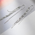 A46150 s925 sterling silver dainty simple extra fringe long string ear line