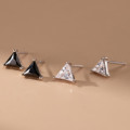 A40832 s925 sterling silver stud simple rhinestone triangle elegant cute sweet trendy earrings