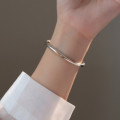 A40834 s925 sterling silver bar elegant adjustable bangle bracelet