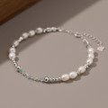 A40190 s925 sterling silver crystal pearl charm trendy bracelet