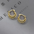 A38036 s925 sterling silver layered bar design earrings