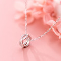 A34576 s925 sterling silver fashion chic rhinestone circle trendy necklace