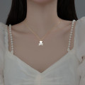 A34583 s925 sterling silver bear shell necklace
