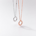 A34496 s925 sterling silver circle necklace
