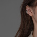 A36873 s925 sterling silver rhinestone cross chain tassel clipon unique earrings