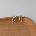 A44402 s925 sterling silver bar ribbon butterfly stud sweet earrings