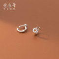 A33197 s925 sterling silver asymmetric hollowed screw cute cute earrings