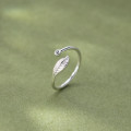 A45143 s925 sterling silver sweet dainty tree leaf rhinestone ring