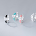 A46187 s925 sterling silver simple glazed heart rhinestone ear buckle