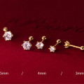 A44207 s925 silver stud simple trendy rhinestone sweet earrings