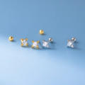 A46408 s925 sterling silver simple rhinestone stud earrings