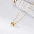 A45108 s925 silver sweet dainty simple rhinestone square necklace