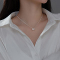 A35347 s925 sterling silver rhinestone irregular circle necklace
