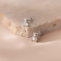 A35825 s925 sterling silver cute asymmetric bear pearl sweet earrings
