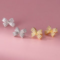 A40695 s925 sterling silver rhinestone hollowed butterfly stud sweet dainty cute earrings