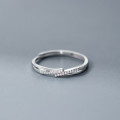 A44590 s925 sterling silver dainty simple hollowed rhinestone ring