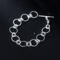 A34217 s925 sterling silver simple fashion twist circle charm bracelet