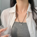 A44204 s925 silver trendy sweet butterfly black rope necklace