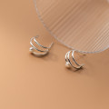 A33660 s925 sterling silver simple trendy layeC pearl chic geometric earrings