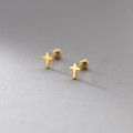 A36705 s925 sterling silver simple cross earrings
