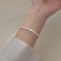 A36956 s925 sterling silver pearl charm bracelet