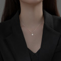 A34125 s925 sterling silver hollowed teardrop rhinestone necklace