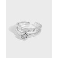 A33526 design irregular cubiczirconia qualitys925 sterling silver adjustable ring