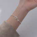A36963 s925 sterling silver rope heart bead charm bracelet