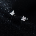 A33661 s925 sterling silver simple chic sweet rhinestone butterfly earrings