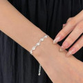 A43718 s925 sterling silver heart cubic zirconia simple geometric charm bracelet