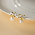 A43559 s925 sterling silver trendy sweet unique rhinestone butterfly stud earrings