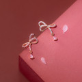 A33273 s925 sterling silver trendy hollowed sweet bow earrings