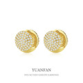 A37805 sterling silver cubic zirconia design fashion circle earrings