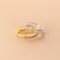 A44978 s925 silver sweet crown rhinestone double layered bar elegant ring