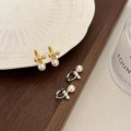 A43223 sterling silver pearl stud earrings simple elegant earrings