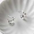 A43764 s925 sterling silver double layered artificial pearl stud earrings
