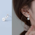 A35837 s925 sterling silver star simple rhinestone shell earrings
