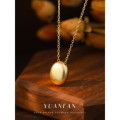 A40886 sterling silver simple oval gold metal pendant geometric choker necklace