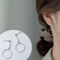 A35877 s925 sterling silver simple circle cute bea earrings