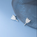 A32276 s925 sterling silver trendy chic unique sparkling feather earrings