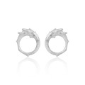 A42382 circle rhinestone hollowed stud s925 sterling silver elegant weave design earrings